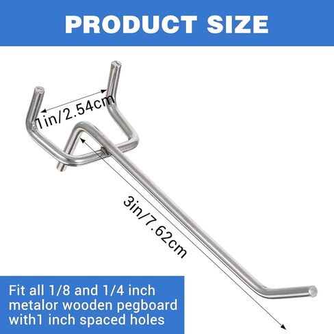 100 Pack Pegboard Hooks 4 Inch Stainless Steel Peg Board Hooks Organizer for 1/8 and 1/4 Inch Garage Storage, Tool Hangers, Wall Display Accessories in Saudi Arabia
