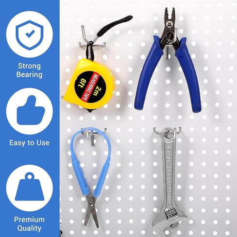 100 Pack Pegboard Hooks 4 Inch Stainless Steel Peg Board Hooks Organizer for 1/8 and 1/4 Inch Garage Storage, Tool Hangers, Wall Display Accessories in Saudi Arabia