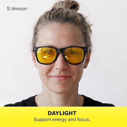 Solmoon - نظارات حجب الضوء الأزرق - نظام ثنائي يومي، عدسات صفراء نهارية + عدسات حمراء ليلية عميقة، عدسات American Tritan™ خالية من مادة BPA، تتضمن حافظتين صلبتين + قطعة قماش للتنظيف، نظارات بعدسات حمراء للجنسين in Saudi Arabia
