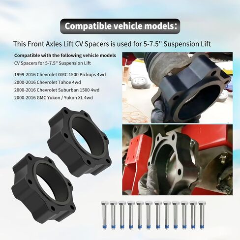 CV Spacers for 5-7.5" Suspension Lift,Front Axles Lift kit CV Spacers Compatible with 99-16 Chevrolet GMC 1500 Pickups 4wd,00-16 Chevrolet Tahoe 4wd,00-16 Chevrolet Suburban 1500 4wd in Saudi Arabia
