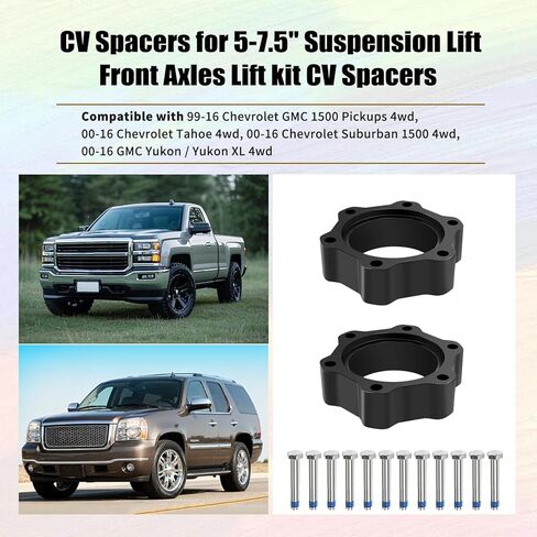 CV Spacers for 5-7.5" Suspension Lift,Front Axles Lift kit CV Spacers Compatible with 99-16 Chevrolet GMC 1500 Pickups 4wd,00-16 Chevrolet Tahoe 4wd,00-16 Chevrolet Suburban 1500 4wd in Saudi Arabia