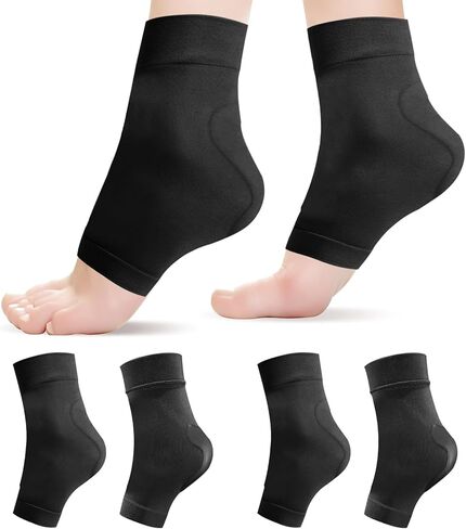 2 Pairs Heel Protector Gel Socks, Achilles Tendon Padded Skate Sleeve with Silicone Pads for Figure Skating, Roller, Hockey, Boots, Shoes, Brace, Heel Protection Cushion, Black, Heel in Saudi Arabia