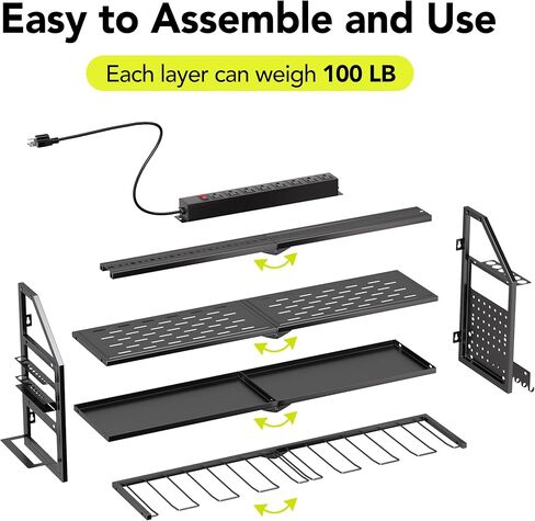Power Tool Organizer Wall Mount with Charging Station, 8 Drill Holder with 8-Outlet Power Strip, Garage Cordless Drill Storage and Organization, Battery Utility Rack in Saudi Arabia