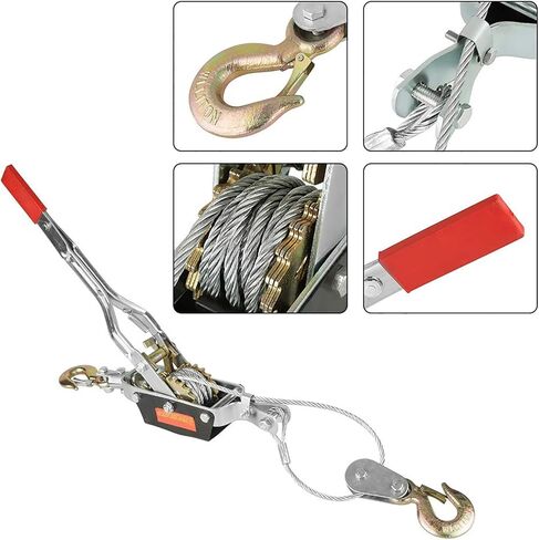 2T,4T Wire Power Puller, Mini Tightener Double Hook Lifting Tool, Ideal for Construction, Highway, Bridge, Metallurgy, Mine, Well Road Management Protection, Powerful Puller (4T) in Saudi Arabia