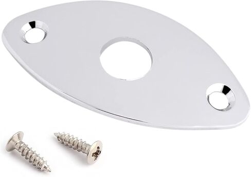 Rubatone Guitar Jack Socket Plate Curved Oval Football Style Output Jack Plate Compatible with Les Paul Ibanez Jackson Guitar or Bass with Mounting Screws Chrome. in Kuwait