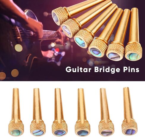 6 قطع من دبابيس جسر الجيتار، مجموعة أوتاد جيتار نحاسية 3.1 سم، مجموعة أوتاد سلسلة جيتار شعبي ذهبي مع نقطة أذن البحر، ملحقات بديلة لجسر الجيتار القوي، الجزء السفلي 0.85 سم in Kuwait