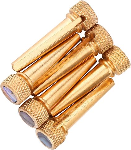 6 قطع من دبابيس جسر الجيتار، مجموعة أوتاد جيتار نحاسية 3.1 سم، مجموعة أوتاد سلسلة جيتار شعبي ذهبي مع نقطة أذن البحر، ملحقات بديلة لجسر الجيتار القوي، الجزء السفلي 0.85 سم in Kuwait