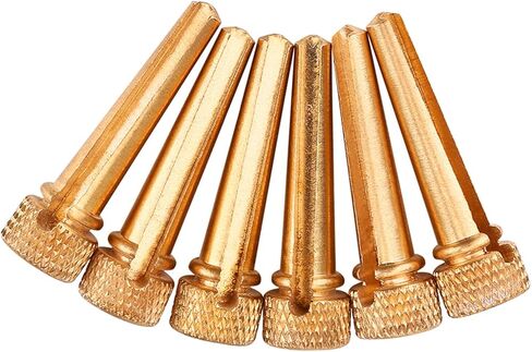 6 قطع من دبابيس جسر الجيتار، مجموعة أوتاد جيتار نحاسية 3.1 سم، مجموعة أوتاد سلسلة جيتار شعبي ذهبي مع نقطة أذن البحر، ملحقات بديلة لجسر الجيتار القوي، الجزء السفلي 0.85 سم in Kuwait