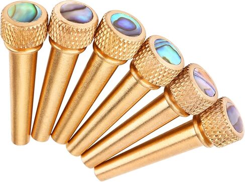 6 قطع من دبابيس جسر الجيتار، مجموعة أوتاد جيتار نحاسية 3.1 سم، مجموعة أوتاد سلسلة جيتار شعبي ذهبي مع نقطة أذن البحر، ملحقات بديلة لجسر الجيتار القوي، الجزء السفلي 0.85 سم in Kuwait