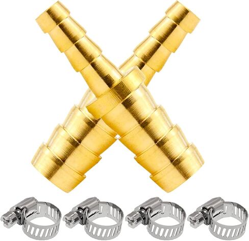 Beduan Brass Hose Barb Reducer, 1/2" to 3/8" Barb Hose ID, Reducing Barb Brabed Fitting Splicer Mender Union Air Water Fuel (Pack of 2) in Saudi Arabia