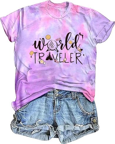 Magical Shirt for Women Magic Kingdom T Shirt Funny Around The World Vacation Tee Castle Casual Short Sleeve Tops in Saudi Arabia