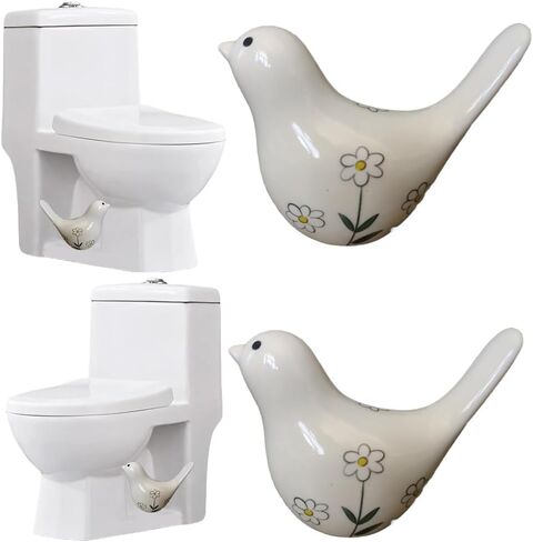 2PCS Toilet Bolt Covers Decorative, Cute Bird Toilet Screw Cover Caps, Ceramic Toilet Bolt Caps Decorative, Funny Bathroom Accessories, No Tools Easy Installation Bathroom Decor (Green) in Saudi Arabia