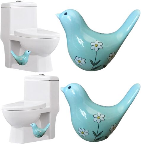2PCS Toilet Bolt Covers Decorative, Cute Bird Toilet Screw Cover Caps, Ceramic Toilet Bolt Caps Decorative, Funny Bathroom Accessories, No Tools Easy Installation Bathroom Decor (Green) in Saudi Arabia