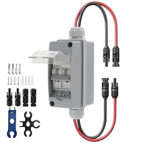 مفتاح فصل اللوحة الشمسية، 1000 فولت 60 أمبير 2 أقطاب مفتاح فصل PV، قاطع دائرة مصغر DC صندوق مقاوم للماء IP65، لنظام PV الخارجي، البطارية، صفيف MCB DIN السكك الحديدية in Kuwait