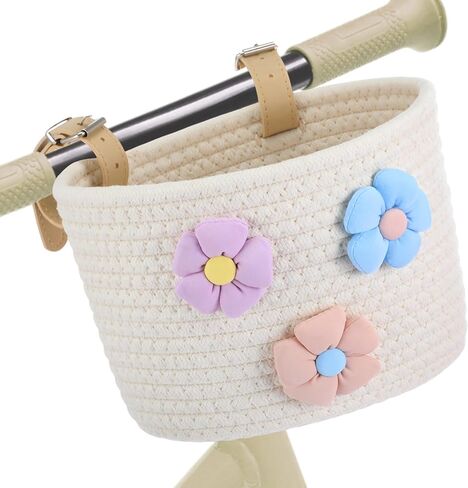 Timtin Kids Bike Basket, Cotton Rope Woven Front Bike Baskets for Kids, Cute Decorative Accessories for Balance Bikes and Scooters in Kuwait