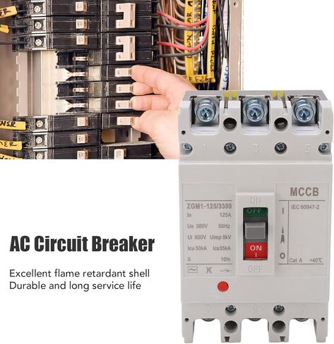 Alvinlite AC Miniature Circuit Breaker, 3 Pole ZGM1-125/3300 380V 125 Amp Isolator for Solar AC System and Other AC System, Rail Mount, Thermal Magnetic Trip, AC Disconnect Switch in Saudi Arabia