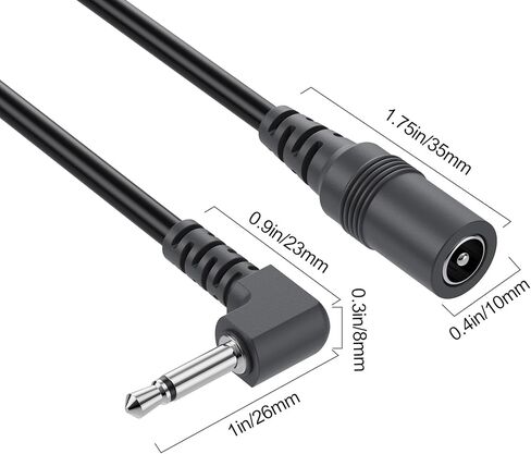 2Pack DC 5.5 X 2.1mm to 3.5mm (1/8") Short Cable DC Power Supply Converter Cable for Electro Harmonix EH DOD Guitar Effects Pedals, 6 inch, 22AWG, Right Angle Connector, Anti-Oxidation, Black in Saudi Arabia