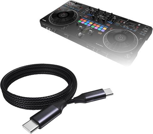 كابل BoxWave متوافق مع Pioneer DJ DDJ-REV5 - كابل DirectSync PD (3 أقدام) - USB-C إلى USB-C (100W)، شحن مجدول من النوع C ومزامنة سريعة - أسود جيت in Kuwait