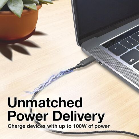 كابل BoxWave متوافق مع Pioneer DJ DDJ-REV5 - كابل DirectSync PD (3 أقدام) - USB-C إلى USB-C (100W)، شحن مجدول من النوع C ومزامنة سريعة - أسود جيت in Kuwait