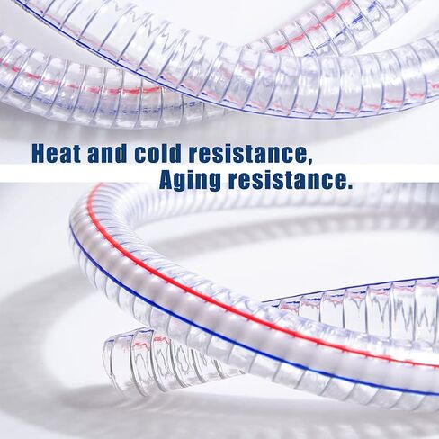 QuQuyi 1 بوصة معرف × 1-1/4 بوصة OD شديد التحمل أسلاك الفولاذ شفط PVC أنابيب مرنة ارتفاع ضغط الأشعة فوق البنفسجية الكيميائية مقاومة سميكة أنبوب خرطوم الفينيل، 1.3 قدم in Kuwait