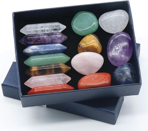 14pcs Seven Chakra Energy Healing Stone Natural Crystal Gemstone Ornaments Gifts in Saudi Arabia