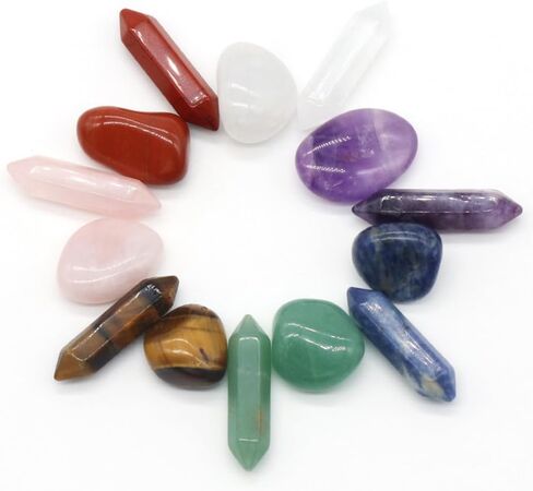 14pcs Seven Chakra Energy Healing Stone Natural Crystal Gemstone Ornaments Gifts in Saudi Arabia