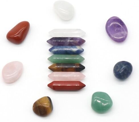 14pcs Seven Chakra Energy Healing Stone Natural Crystal Gemstone Ornaments Gifts in Saudi Arabia