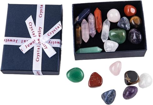 14pcs Seven Chakra Energy Healing Stone Natural Crystal Gemstone Ornaments Gifts in Saudi Arabia