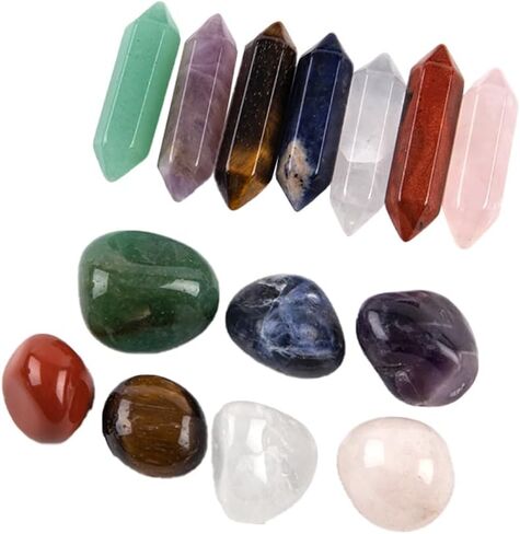 14pcs Seven Chakra Energy Healing Stone Natural Crystal Gemstone Ornaments Gifts in Saudi Arabia