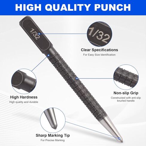 مجموعة أدوات ثقب مركزية مكونة من 4 قطع (1/32 بوصة، 2/32 بوصة، 3/32 بوصة، 4/32 بوصة) مجموعة أدوات ثقب وأظافر دقيقة من الفولاذ الصلب للأعمال المعدنية وأعمال الخشب والحفر in Kuwait