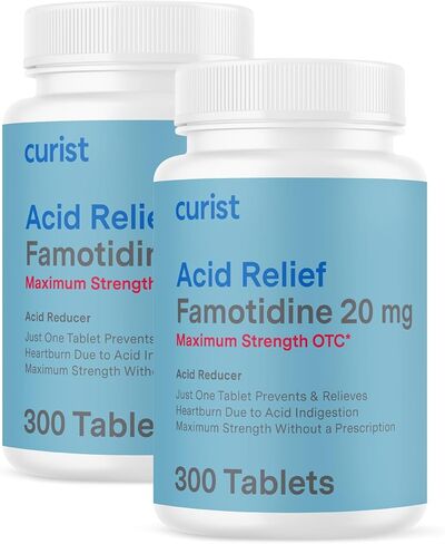 curist famotidine 20mg السائبة 2 حزمة (600 قرص) دواء ارتجاع حمض لتخفيف حرقة المعدة - OTC أقصى قوة مخفض حمض المعدة - أقراص تخفيف الحمض لتخفيف عسر الهضم وحرقة المعدة in Kuwait