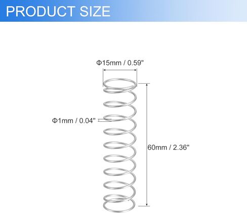 6Pcs Compression Springs, 1mm Wire Diameter x 15mm OD x 60mm Length 304 Stainless Steel Extension Spring Ballpoint Pen Pressure Springs for Shop Home Repairs, Silver in Saudi Arabia