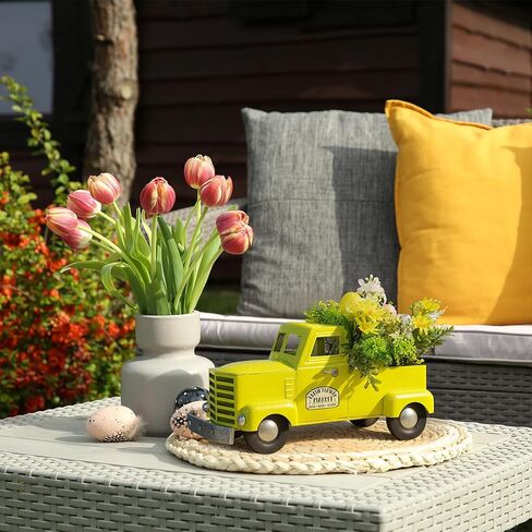 KI Store Fall Truck Decor 12-Inch Vintage Metal Truck with Fall Pumpkin Sunflower for Halloween Thanksgiving Decoration Table Centerpieces in Saudi Arabia