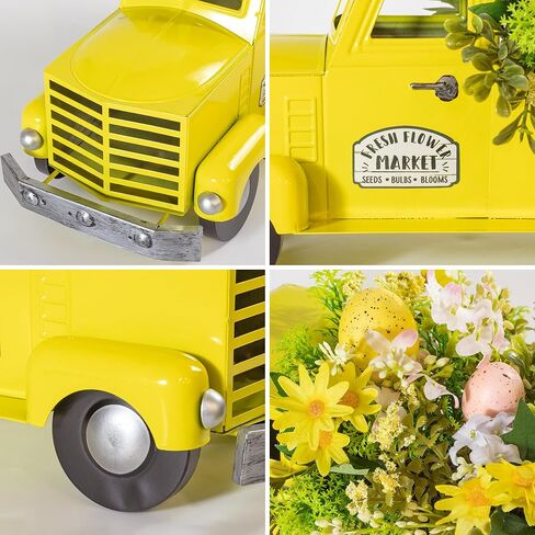 KI Store Fall Truck Decor 12-Inch Vintage Metal Truck with Fall Pumpkin Sunflower for Halloween Thanksgiving Decoration Table Centerpieces in Saudi Arabia