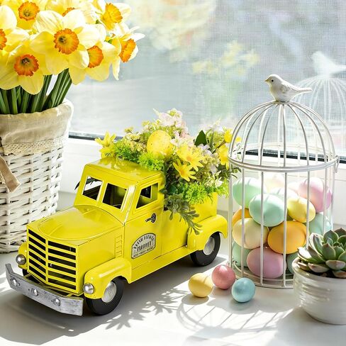 KI Store Fall Truck Decor 12-Inch Vintage Metal Truck with Fall Pumpkin Sunflower for Halloween Thanksgiving Decoration Table Centerpieces in Saudi Arabia