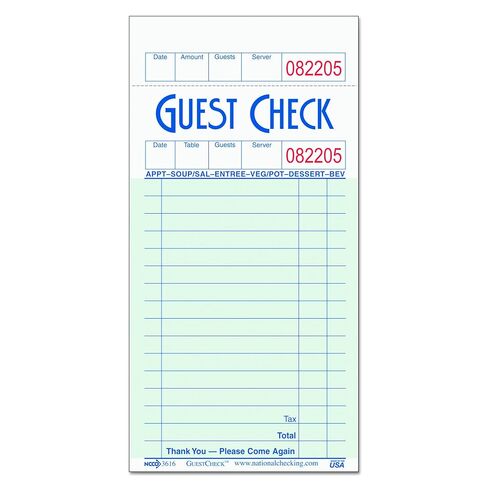 G3616 لوحة GuestChecks مع كعب استلام السجل، 3 1/2 × 6 3/4، 100 لكل وسادة (علبة بها 50 وسادة) in Kuwait
