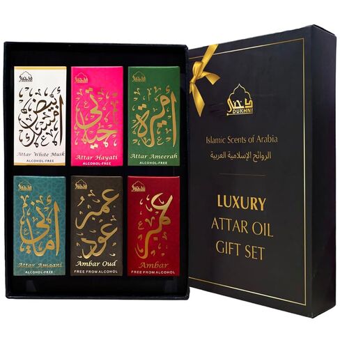 مجموعة زيت العطار الفاخر من دخاني | الزيوت العطرية العربية | 6 روائح متنوعة × 6 مل | زيت عطر العود العربي | خالي من الكحول، نباتي | هدايا رمضان والعيد الإسلامية in Saudi Arabia