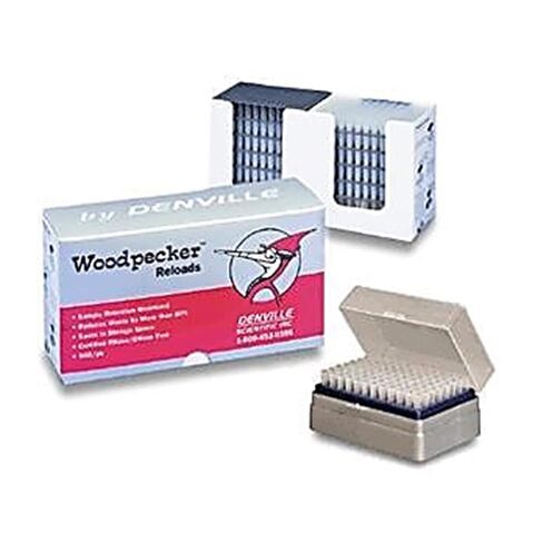 Denville 1158U61 Woodpecker Reloads نظام نقل الأطراف، 10 ميكرولتر أطراف طويلة جدًا 45 مم في ناقلات محملة مسبقًا، مع حامل (عبوة من 9600) in Kuwait