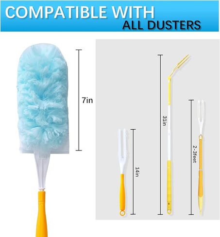 50 Count Duster Refill for Swiffer Duster, Heavy Duty Duster Refills with 2 Handle, 360° Dusters Refills Kit with 4X Microfibers, Disposable Dusters for Cleaning Home in Saudi Arabia