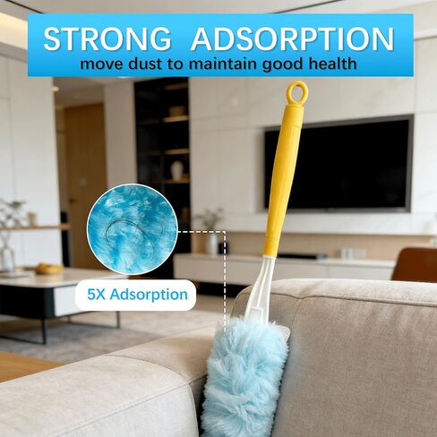 50 Count Duster Refill for Swiffer Duster, Heavy Duty Duster Refills with 2 Handle, 360° Dusters Refills Kit with 4X Microfibers, Disposable Dusters for Cleaning Home in Saudi Arabia