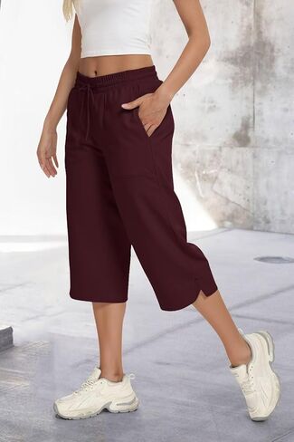 Women's Capri Pants Wide Leg Plus Size Lightweight Quick Dry Pants UPF50+ Casual Loose Sweatpants Hiking Walking in Saudi Arabia