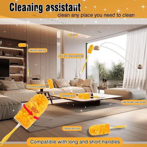 عبوات منفضة للاستعمال مرة واحدة فقط، مجموعة غبار ريش 360 شديدة التحمل لمروحة سقف ستائر الأثاث، عبوات من الألياف الدقيقة قابلة لإعادة الاستخدام متوافقة مع مقبض سويفر - 25 عبوة (المقبض غير متضمن) in Kuwait