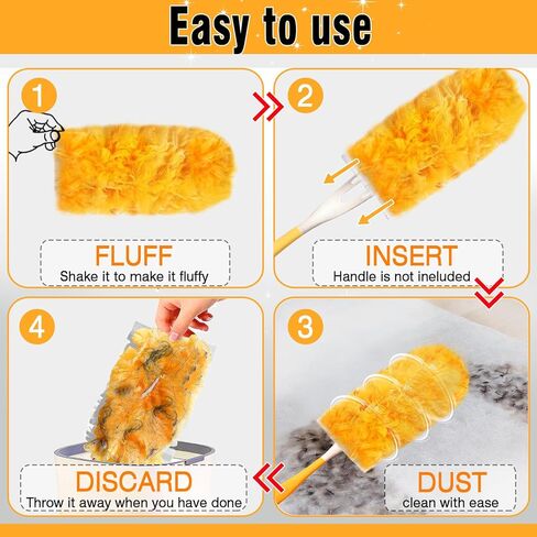 عبوات منفضة للاستعمال مرة واحدة فقط، مجموعة غبار ريش 360 شديدة التحمل لمروحة سقف ستائر الأثاث، عبوات من الألياف الدقيقة قابلة لإعادة الاستخدام متوافقة مع مقبض سويفر - 25 عبوة (المقبض غير متضمن) in Kuwait