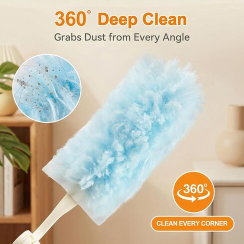 50 Count Heavy Duty Duster Refills for Swiffer Duster, Multisurface 360 Dusters Replacements with 3 ft Extended Handle, Unscented Disposable Dusters for Cleaning Home, Blinds, Ceiling Fans, Furniture in Saudi Arabia
