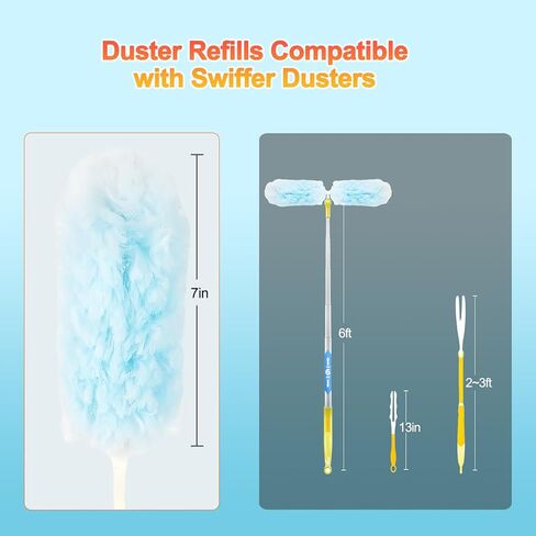 50 Count Heavy Duty Duster Refills for Swiffer Duster, Multisurface 360 Dusters Replacements with 3 ft Extended Handle, Unscented Disposable Dusters for Cleaning Home, Blinds, Ceiling Fans, Furniture in Saudi Arabia