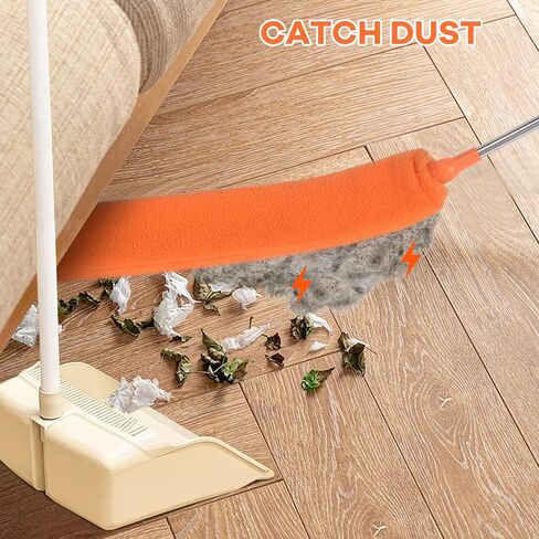 Retractable Gap Dust Cleaner Brush with Long Handle 30 to 100 inches, Cleaning Tools with 2 Microfiber Dusting Cloths, Extendable Duster for Cleaning Under Refrigerator Sofa Couch Bed Furniture in Saudi Arabia