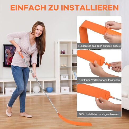 Retractable Gap Dust Cleaner Brush with Long Handle 30 to 100 inches, Cleaning Tools with 2 Microfiber Dusting Cloths, Extendable Duster for Cleaning Under Refrigerator Sofa Couch Bed Furniture in Saudi Arabia