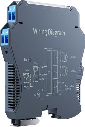 DC24V Analog Signal Isolator 4-20mA to 0-10V 0-5V 1-5V 1 in 2 Out 35mm DIN Rail(Input 4-20ma,Output 4-20mA) in Saudi Arabia