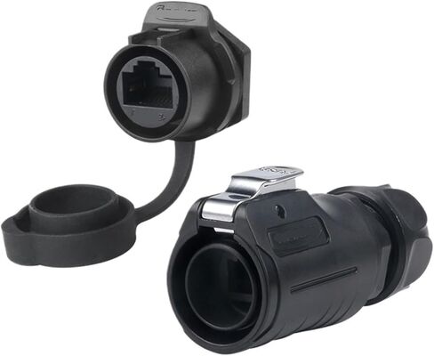 LP20 network cable aviation CAT6 black data interface RJ45 waterproof network cable adapter(Two hole socket) in Kuwait