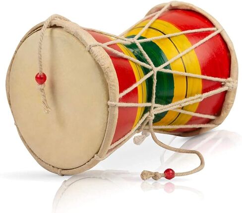 Handmade Wooden Damaru Drum – 3 Inch Classical Indian Folk Damaru | Traditional Hindu Percussion Instrument for Puja, Meditation & Decoration | Decorative Collectible Showpiece in Saudi Arabia